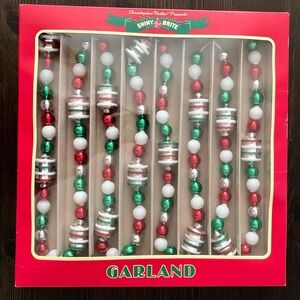 NIB 7ft Christopher Radko Shiny Brite Christmas Glass Ornament Garland